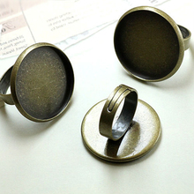 Bandeja de ajuste de camafeo redondo de 25mm, anillo de BASE de bronce antiguo ajustable, accesorios de joyería Diy de moda China en blanco, 10 Uds. 2024 - compra barato