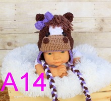 Chapéu de cavalo de crochê 10 para bebê, chapéu para recém-nascido foto acessório, chapéu de animal de fazenda 100% algodão com frete grátis 2024 - compre barato