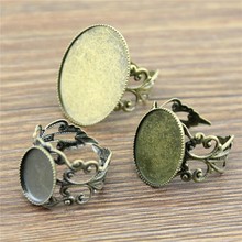 5pcs Filigree Ring Setting Base Adjustable Ring Filigree Fit 10x14mm 13x18mm 18x25mm Oval Glass Cabochons Antique Bronze Color 2024 - buy cheap