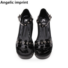 Angelic imprint woman mori girl lolita cosplay punk shoes lady high trifle heel wedges pumps women princess summer sandals 33-47 2024 - buy cheap