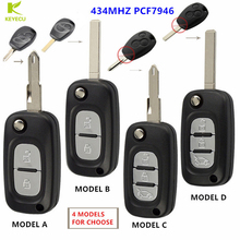 KEYECU-Reemplazo de llave de coche remota modificada, 433MHz, PCF7946, para Renault Kangoo Clio III Modus Trafic Master Duster 2024 - compra barato