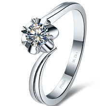 Anel de noivado de moissanite 0.23ct, anel de noivado em platina sólida, 4.0mm, corte redondo, joia elegante em ouro branco e flor 2024 - compre barato