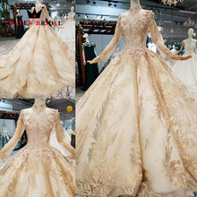 Новое поступление 2020 Vestido De Noiva на заказ королевские свадебные кружевные цветы Роскошные свадебные платья Robe De Mariee WD192 2024 - купить недорого
