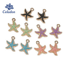 Colorful 30pcs 19x15mm Zinc Alloy Drop Oil Starfish Charms Enamel Pendant for DIY Handmade Earring Necklace Jewelry Making 2024 - buy cheap