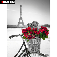 Homfun pintura de diamante completa quadrada/redonda, broca "flor bicicleta", bordado 3d, ponto cruz, presente, decoração de casa a00373 2024 - compre barato