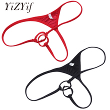 YiZYiF Sexy Men Lingerie Gay Panties T-Back String Homme Thongs with Two Penis Sissy Hole Bikini Briefs gay Underwear Underpants 2024 - buy cheap