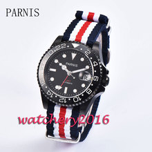 Casual 40mm Parnis black dial date adjust sapphire glass black PVD case Automatic movement GMT Men's Watch 2024 - buy cheap