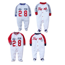Baby rompers boys newborn bebes pajamas Baseball sport style with footwear infants outdoor clothes sport style baby girl romper 2024 - buy cheap