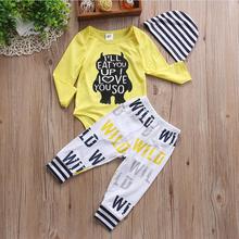 Conjunto de ropa para bebé de 3 Uds., Traje + Pantalones + sombrero para recién nacidos, bebés pequeños, ropa informal para bebés y niños 2024 - compra barato