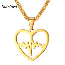 Colar feminino com eletrocardiograma, joia de aço inoxidável e ouro, presente para mulheres gp2158 2024 - compre barato