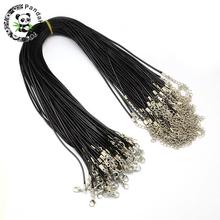 100Strands Black Waxed Cord Necklace Making with Iron Findings for Jewelry Making DIY Accessories Size: about 17" long,1.5mm/2mm 2024 - buy cheap