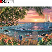 HOMFUN Diamond Painting Cross Stitch Pattern 5D Diamond Embroidery "Coastal landscape" Home Decor DIY diamond Art A14819 2024 - buy cheap