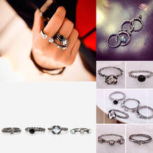 4Pcs Women Retro Punk Rhinestone Rings Set Mid Finger Stack Ring Fashion Jewelry 2024 - buy cheap