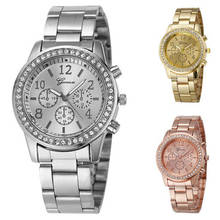 Новинка 2018, женские модные кварцевые часы Geneva, женские роскошные часы от известного бренда со стразами, часы Kobiet zegarka из нержавеющей стали 2024 - купить недорого