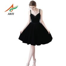 ANTI Fast Shipping Elegant Black Cocktail Dresses A-Line V-Neckline Formal Party dress Sexy Backless Women 2019 Short Vestidos 2024 - buy cheap