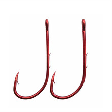 JSM 50pcs 92247 High Carbon Steel Fishing Hooks Red Offset Long Barbed Shank Baitholder Bait Fishing Hook Size 1 2/0 3/0 2024 - buy cheap