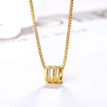 MxGxFam Lucky Round Pendants Necklace For Women Fashion Jewelry 24 K Pure Gold Color AAA+ Cubic Zirconia 45cm Chain 2024 - buy cheap