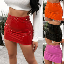 Women Sexy Wet Look PVC Pencil Mini Skirt Vinyl Latex Zipper Gothic Bodycon PU Leather Bodycon Fetish Skirt Red Skirt 2024 - buy cheap