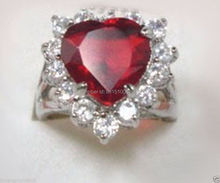 Anillo Vintage con incrustación de cristal para mujer, anillo de cóctel de plata roja, corazón de melocotón, aumento, envío gratis 2024 - compra barato