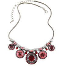 New Choker Necklace Fashion Ethnic Collares Vintage Silver Color Colorful Bead Pendant Statement Necklace For Women Jewelry 2024 - buy cheap