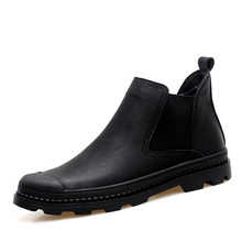 Botas Chelsea De piel auténtica para hombre, zapatos De invierno sin cordones, forrados en piel, Color negro, tallas 38-44 2024 - compra barato