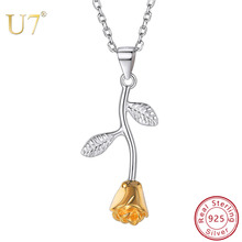 U7 Gold Rose Flower Statement Necklace & Pendants 925 Sterling Silver Charm Women Choker Jewelry Collier Best Friend Gifts SC186 2024 - buy cheap