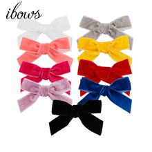 3" Hair Accessories Kids Velvet Hair Bows For Girls Solid Knot Hair Clips Baby Mini Hairpins Handmade Barrettes Headwear 2024 - buy cheap