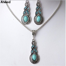 Ahmed Jewelry Korean 2017 New Crystal Stone Water Drop Jewelry Sets Choker Statement  Necklace and Earring 2024 - buy cheap