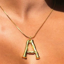 Bamboo Initial Necklace Big English Letter Pendant Necklace Large Oversize Letter Dangle Jewelry For Women Gift 2024 - buy cheap
