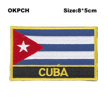 Cuba Square Shape Flag Iron on patches Orzen embroidery patch custom Stickers for clothes PT0070-R 2024 - buy cheap