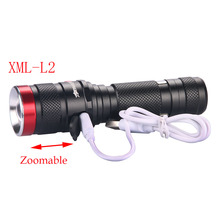 Zoomable 3500LM XML-L2 LED L2 Flashlight Torch 3 Modes 18650 Zoom LED Flash Light+usb charging cable 2024 - buy cheap