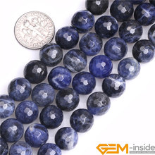 Contas de pedra natural azul sodalite jaspers, contas para fazer joias cordão 15 polegadas colar pulseira miçangas 4mm 6mm 8mm 2024 - compre barato