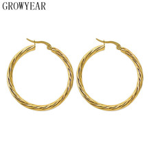 GROWYEARGold Color New Hoop Earrings Stainless Steel For Best Women' Gift Fashion Jewelry Wedding Dangle Earrings Wholesale 2024 - buy cheap