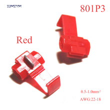 10pcs/lot 801P3 Red or 802P3 Blue Quick Splice Crimp Terminal G12 22-18AWG 18-14AWG Hard Soft 0.5-1.0 Wire Connector 2024 - buy cheap