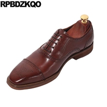 Square Toe Retro Men Brown Genuine Leather Shoes Italian Formal Dress Wedding British Style Real Oxfords Black Italy Brogue 2024 - buy cheap