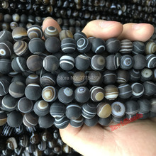 Free Shipping Natural Stone frosted dull polish Round Coffee Stripe Eye Agat Beads 6 8 10 12MM Pick Size For Jewelry 2024 - buy cheap