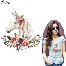 Pulaqi Fine Iron On Transfer Unicorn Pathes Heat Print On T-shirt Dresses Jeans Coat A-level Washable Stickers Garment Patches H 2024 - buy cheap