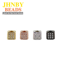 Jhnby 4 pçs cubo quadrado espaçador de cobre grânulos soltos micro pave cz branco strass charme pulseira de jóias de bronze fazendo descobertas diy 2024 - compre barato
