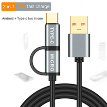 2 en 1 Cable de datos USB Cable Micro usb tipo C Cable cargador para Samsung de carga rápida del teléfono móvil Cable de carga para Xiaomi Huawei honor 2024 - compra barato