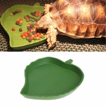 1PC New Plastic Reptile Pet Water Food Dish Bowl Gecko Meal Worm Feeder Green Leaf Shape 2size Turtle Aquatic Pets Supplies C42 2024 - buy cheap