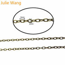 Julie Wang-Cadena de eslabones de cobre de 2x3mm, collar de bronce, plata y oro, pulsera, tobillera, llavero artesanal, accesorio para fabricación de joyas 2024 - compra barato