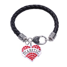 Fashion Jewelry Charm Bracelet For Female Personality Feeling Words DIABETIC Written In Heart Pendant Zinc Alloy Dropshipping 2024 - buy cheap