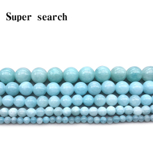 Natural Stone Light Blue Jaspers Round Beads Bracelet Necklace Woman15" Strand 4 6 8 10 12MM Pick Size For Jewelry Making 2024 - buy cheap