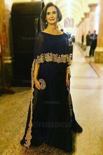 Dark Navy Mother of the Bride Dresses with Cap Gold Applique Floor Length Plus Size Evening Gowns Mother of the Groom 2024 - buy cheap