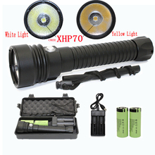 XHP70  LED diving flashlight waterproof flashlight torch white yellow light hunt lanterna +26650 Battery +Charger 2024 - buy cheap