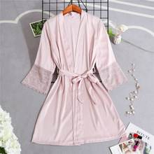 Bata Kimono rosa para mujer, ropa de dormir, camisón para el hogar, M-XXL 2024 - compra barato