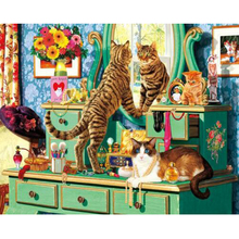 Mosaico de pintura pintura diamante diy família de gatos, pintura de diamante, pintura de ponto cruz 3d, imagens de ponto cruz h495 2024 - compre barato