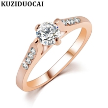 Kuziduocai nueva moda joyería de cristal de Austria circón deslumbrante regalo anillos de boda para las mujeres Anillo Bague Punk Dubai R-270 2024 - compra barato