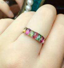 Женское кольцо с натуральным турмалином MeiBaPJ, модное кольцо из серебра 925 пробы с цветным камнем 2024 - купить недорого