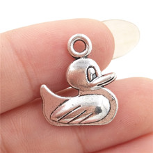 BULK 30pcs Lots Zinc Alloy Metal Tibetan Silver Plated Duck Charms Small Pendants for DIY Bracelet Making 18*16mm 1.9g 2024 - buy cheap